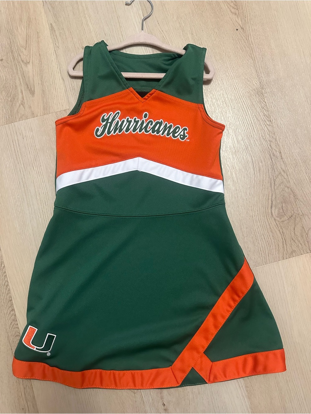 Girls Miami Hurricanes Green & Orange Cheer Dress
